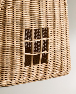 Panier en rotin écologique en forme de cercle avec poignée, rangement multifonctionnel moderne - Product Image 5