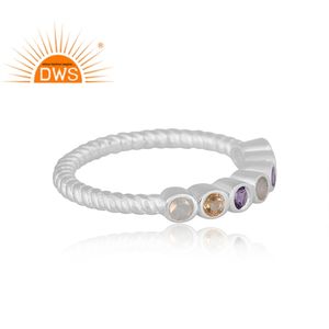 Última tendencia fina plata esterlina Natural Multi piedra preciosa eternidad banda anillo personalizado joyería fabricante - Product Image 3