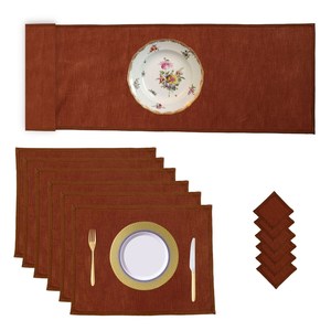Set de napperons de table en tissu de boue, set de sous-verres, cadeau de pendaison de crémaillère, set de napperons en coton pour table à manger - Product Image 2