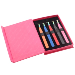 Logo personnalisé isolation faux cils outils ensemble extension de cils miroir pince à épiler pointu en acier inoxydable boîte Paing marque personnalisée - Product Image 5