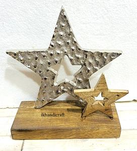 Portavelas de Té de Madera y Metal Plateado Hechos a Mano, los Más Vendidos de Amazon, Forma de Corazón, Níquel Crudo Dorado, Decoración del Hogar - Product Image 1