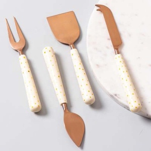 ชุดเครื่องตัดชีสและทำจากสเตนเลสชุดมีด้ามจับสำหรับชีสสีขาวโรสโกลด์ - Product Image 1
