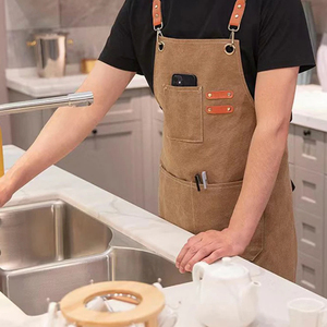 Hot Sale Cotton Hanging Neck Kitchen <b>Apron</b> Sleeveless with Adjustable Button Cotton <b>Apron</b> for Cleaning - Product Image 2