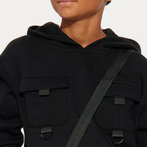 เสื้อฮู้ดผ้าฟลีซสำหรับเด็กผู้ชายมีกระเป๋าระบายอากาศได้ดีใส่สบายสำหรับฤดูหนาว/แขนเต็มขายส่งอัตราสีทึบบริการ OEM - Product Image 4