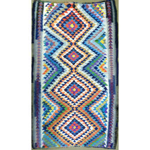 Un kilim Sanandaj vintage authentique noué à la main, unique en son genre, 8'10 x 5'1 - Product Image 1