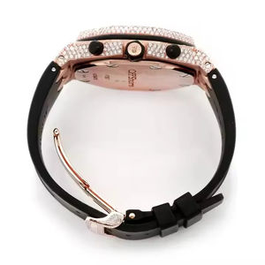 Montre-bracelet pour homme entièrement personnalisée, mécanique, avec cadran blanc semi-serti de diamants en moissanite VVS, fabriquée à la main - Product Image 5