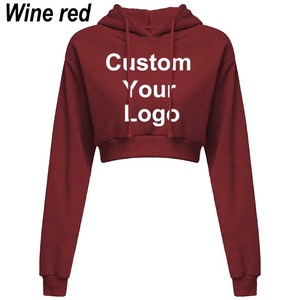 Sudadera con capucha de algodón para mujer con logotipo personalizado, abrigo superior corto, Jersey deportivo, Tops con capucha, ropa de otoño e invierno para mujer - Product Image 6