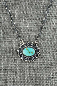 Latest Natural Arizona Turquoise Sterling Silver <b>Necklace</b> for Women <b>Boho</b> Statement Pendant Jewelry - Product Image 4