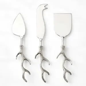 Juego de cuchillos de queso y rebanador de mantequilla de diseño antiguo, cubiertos de Cabeza de Acero inoxidable para restaurantes y uso de comedor, mango de latón - Product Image 3