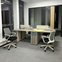 Poste de travail de bureau moderne pour 4 personnes, en bois, mobilier de bureau modulaire commercial, bureau avec tiroirs et cloison