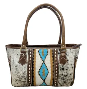 THÔ ẩn braded với màu nâu và trắng bò ẩn Thiết kế Tote Túi da túi xách sang trọng của phụ nữ tote túi - Product Image 1