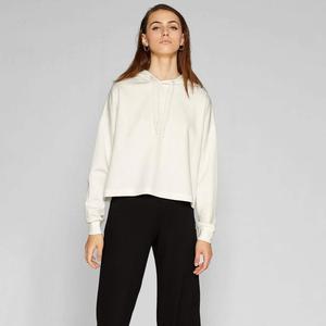 เสื้อมีฮู้ดสีขาวสำหรับผู้หญิงเสื้อสเวตเชิ้ตมีฮู้ดทรงโอเวอร์ไซส์สำหรับผู้หญิงแนววินเทจกำหนดโลโก้เองได้ - Product Image 1