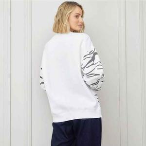 Streetwear décontracté femmes longs sweats en coton uni goutte épaule polaire sweat-shirt personnalisé col rond tricoté écologique - Product Image 2