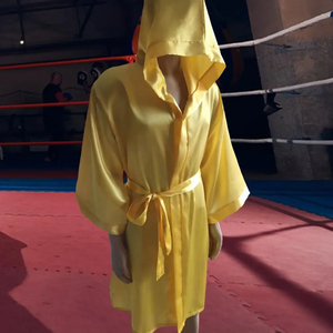 Robe de boxe à capuche pour adultes, respirante, couleur unie, longueur genou, pour hommes et femmes, costume de cosplay de combat avec ceinture - Product Image 4