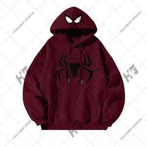 Sweat-shirt à capuche Spider-Man en velours argenté, style rétro américain, cool, pour hommes, femmes et étudiants, automne-hiver, ample - Product Image 5