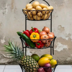 Cesta de Frutas Metálica que Combina Belleza y Practicidad, Ofrece una Forma Suave que Mejora la Visibilidad de las Frutas y la Decoración de la Cocina - Product Image 1