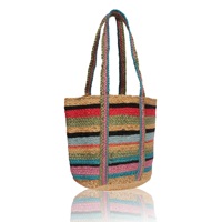Sac fourre-tout de luxe écologique en jute et coton pour femme, sac à bandoulière tissé à la main avec pompon, sac à main de mode haut de gamme