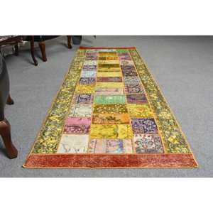 Alfombra turca clásica Vintage grande de 3,1x8,5 pies de área de lana amarilla con respaldo de látex, alfombra Rectangular de diseño de pasillo para habitación - Product Image 3