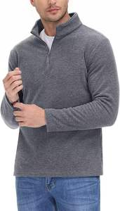 2024 <b>Men's</b> Long Sleeve <b>Quarter</b>-<b>Zip</b> Pullover Work Jacket Fleece-Lined Thermal <b>Sweater</b> with Stand Collar for Winter Golf Season - Product Image 3