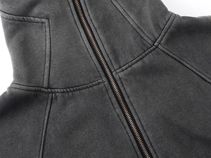 Sweat à capuche en molleton français personnalisé 400 450 500 Gsm lourd 100% coton molleton français délavé à l'acide basique - Product Image 4