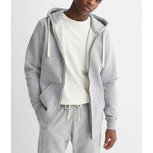 Logo personnalisé Sweats à capuche surdimensionnés Unisexe coton de haute qualité sweat à capuche lourd vierge sweat à capuche zippé avec des cordes - Product Image 5