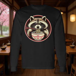 Camiseta de Manga Larga con Diseño de Ramen y Mapache, Estética Japonesa Kawaii Neko, Producto Promocional - Product Image 3