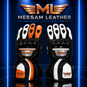 Gants de course en cuir PU respirant et protecteur, à doigts entiers, avec fermeture à boucle, design à panneaux, unisexe, pour utilisation en moto - Product Image 2