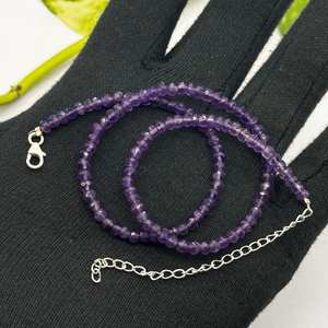Natural púrpura amatista facetado Rondelle cuentas delicado gargantilla collar 4-6mm piedras preciosas collares de moda para mujeres niñas a granel - Product Image 5