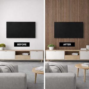 Lot de 2 panneaux acoustiques en bois à lattes - Revêtement mural insonorisant pour décoration intérieure Taille : 2 pièces - 94,5x12,6 pouces - Product Image 3