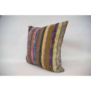 24x24 Inch Multicolor Bohemian Kantha <b>Patchwork</b> Wool Pillow Vintage Embroidered Floral Print Portable for <b>Bedding</b> or Sofa Use - Product Image 3