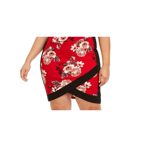 Abito Corto da Donna Almost Famous con Scollo a V, Maniche Corte e Stampa Floreale Rossa, Taglia 2X, Vita Naturale, Lavabile - Product Image 3