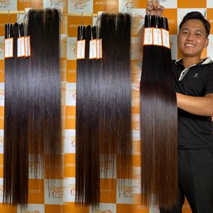 Extensions de cheveux humains naturels, cheveux vierges Remy non traités, qualité 12A, super double trame, lisses comme des baguettes - Product Image 6