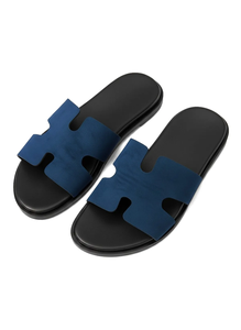 Sandales à enfiler en cuir pour hommes, avec semelle en caoutchouc antidérapante, confortables et douces, pour l'intérieur et l'extérieur - Product Image 5