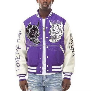 Servicio OEM disponible Chaqueta universitaria de manga larga personalizada de alta calidad para hombre Ropa informal Parches con logotipo Letra teñida lisa - Product Image 1