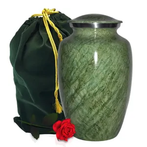 Urne funéraire en pierre de marbre vert, Urnes en marbre pour cendres, Urnes de crémation classiques vertes pour adulte - Product Image 2