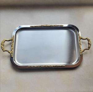 Bandeja plateada decorativa, estilo de mesa de lujo, bandeja para pasteles estética, vajilla elegante, decoración de mesa de comedor - Product Image 1