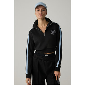 Urban Beat HELENA Sweat-shirt court à col montant et fermeture éclair pour femme avec petit motif imprimé - Product Image 5