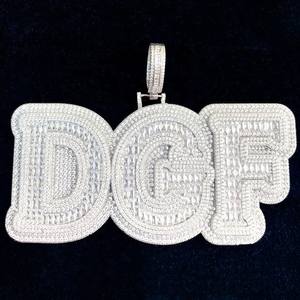 Pendentif en or massif 14K Hip Hop VVS Lab Grown Diamond Pendentif nom personnalisé FTM Iced CVD Diamond pour hommes Fine Jewelry for - Product Image 4