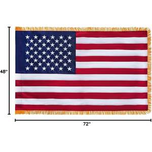 4x6 Feet Luxury Embroidered American <b>Flag</b> Gold Fringe Made USA Heavy Duty Silk <b>Pole</b> Sleeve Banner Pennant Style USA TOP FLAGSINC - Product Image 1