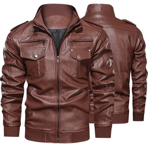 Spring Autumn Multi-pocket PU <b>Leather</b> Jackets for Men Clothing Punk Style High Street Motorcycle Jacket <b>Coats</b> - Product Image 6