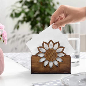 Triangular shaped wooden Napkin holder for Dining <b>Table</b> natural polish - Product Image 3