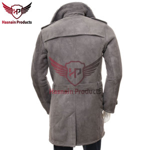 <b>Men's</b> Grey <b>Shearling</b> Coat - Unmatched Comfort and Customization <b>for</b> a Unique Outerwear Experience <b>Men's</b> Grey <b>Shearling</b> Coat - Product Image 6