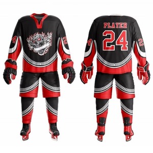Nueva llegada uniforme de hockey sobre hielo unisex de excelente calidad y cómodos conjuntos transpirables con el nombre del equipo OEM impreso - Product Image 2