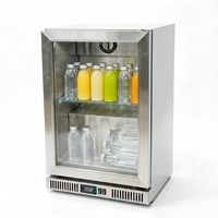 Réfrigérateur de présentation en acier inoxydable rose avec porte vitrée, pour boissons, bières, eau et desserts, style tropical pour cuisine