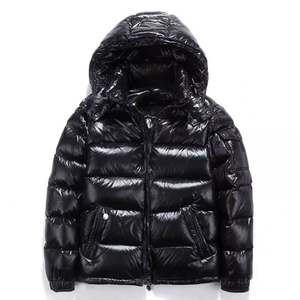 Manufacturer Custom Men's Winter <b>Quilted</b> Puffer Jacket <b>Thick</b> Black Hooded Windbreaker with Bubble Padding and Shiny Finish - Product Image 2
