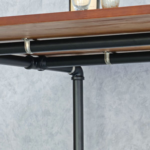 Industrial-Style <b>Extendable</b> <b>Dining</b> <b>Table</b> 140x80cm Rubber <b>Wood</b> Top with Iron Pipe Legs BA68171 Sintered Stone Surface - Product Image 6