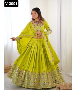 Latest Women Wedding Festival Wear Semi-Stitch Heavy Embroidery Sequence Work Ethnic Modern Design High Quality Chinon Material - Product Image 1