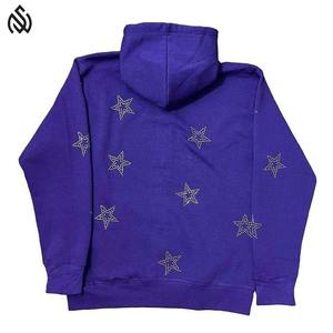 Sudaderas con capucha para hombre de alta calidad con logotipo personalizado de tela de algodón 100%, ropa de invierno para hombre, sudadera con cremallera y diamantes de imitación - Product Image 4