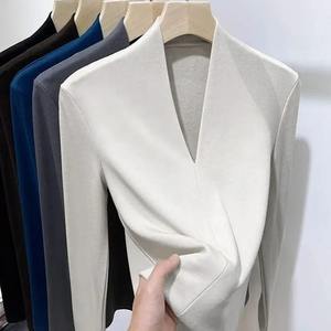 Camisetas en blanco de colores sólidos de algodón para mujer, camisetas sin mangas diarias, camisetas informales de verano con cuello de pico básico - Product Image 4