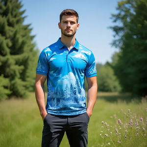 ชุดใส่วิ่งสำหรับเสื้อโปโลสำหรับผู้ชายชุดวิ่งจ๊อกกิ้งผ้าถักพิมพ์ลายแฟชั่นฤดูร้อน - Product Image 1